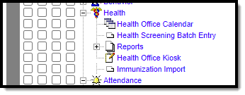 Screenshot of the health scanning tool rights.