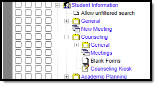 Screenshot of the Counseling scanning tool rights.