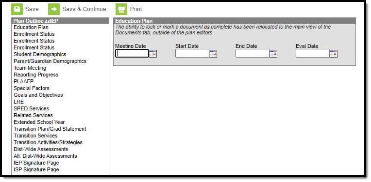 Screenshot of Campus Default IEP Editors.