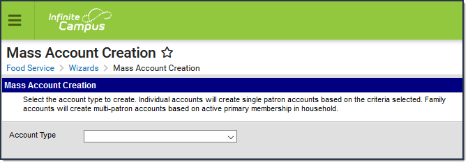 Screenshot of the Mass Account Creation tool.