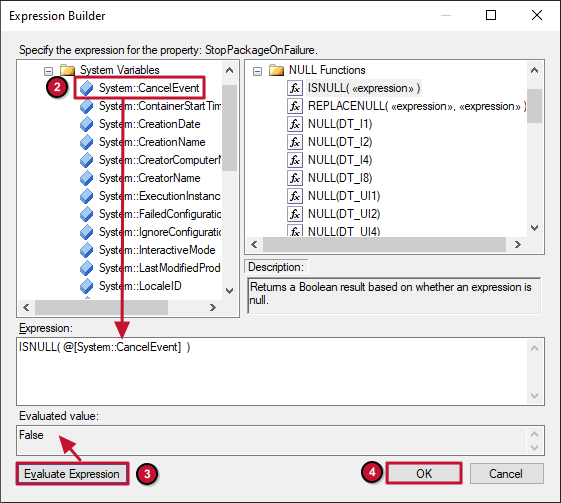 Expression Builder add system variable and evaluate expression