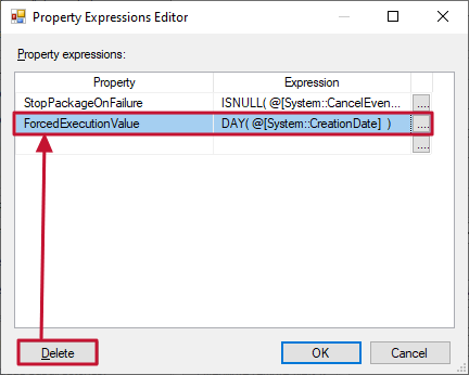 Property Expressions Editor Delete expression