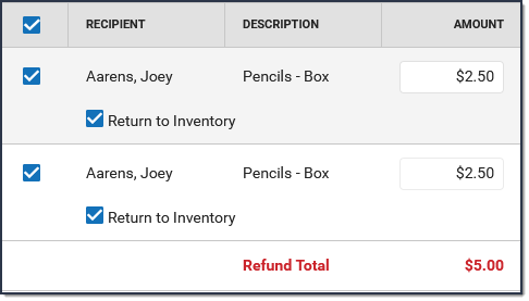 Screenshot of the return to inventory checkbox