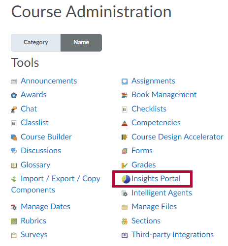 Identifies Insights Portal in Course Admin