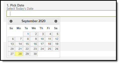 example of a date picker within a survey