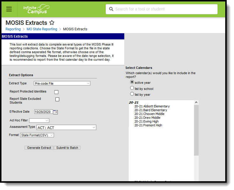 Screenshot of the MOSIS ACT pre-code extract editor.  