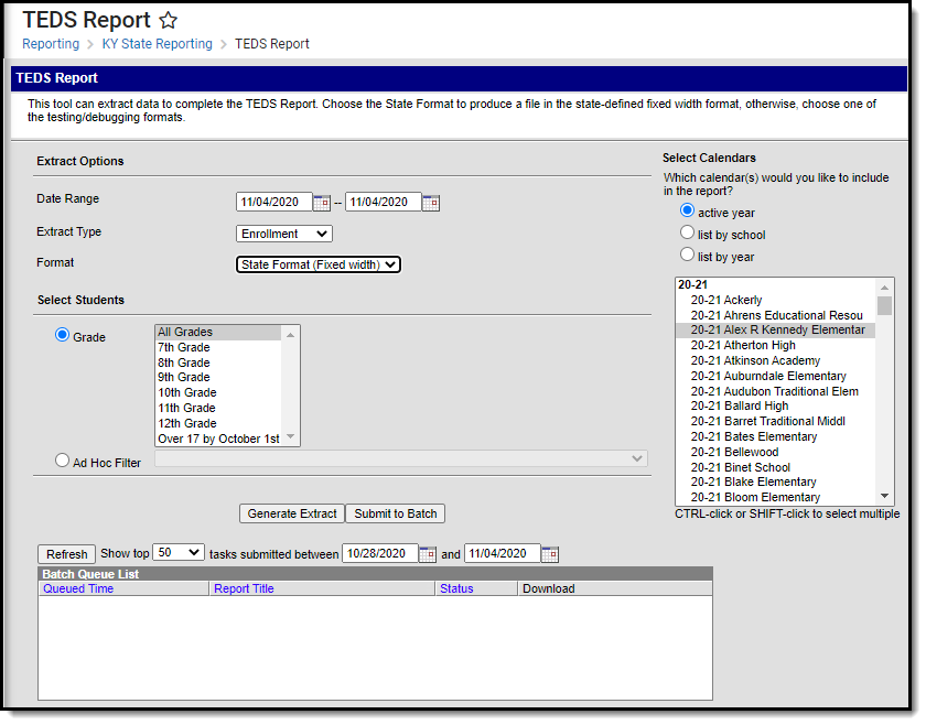Screenshot of the TEDS report editor. 