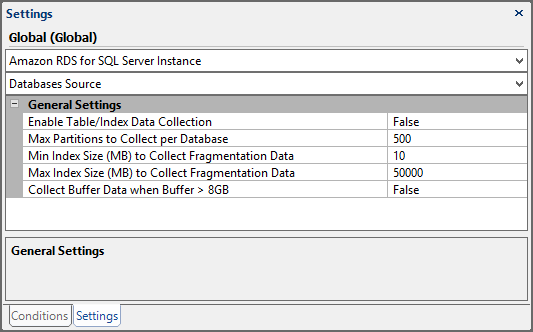 Amazon RDS for SQL Server Databases Source Settings Global