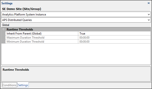 Analytics Platform System Instance APS Distributed Queries Settings Site/Group