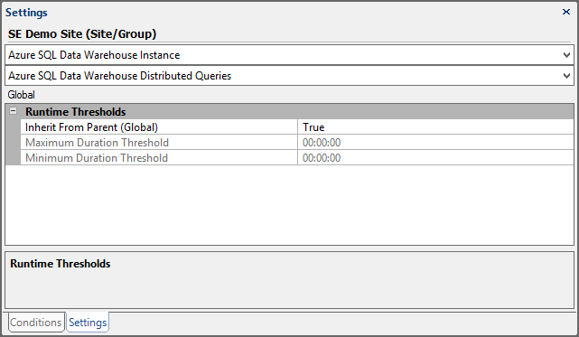 Settings Pane Azure SQL Data Warehouse Distributed Queries Site/Group