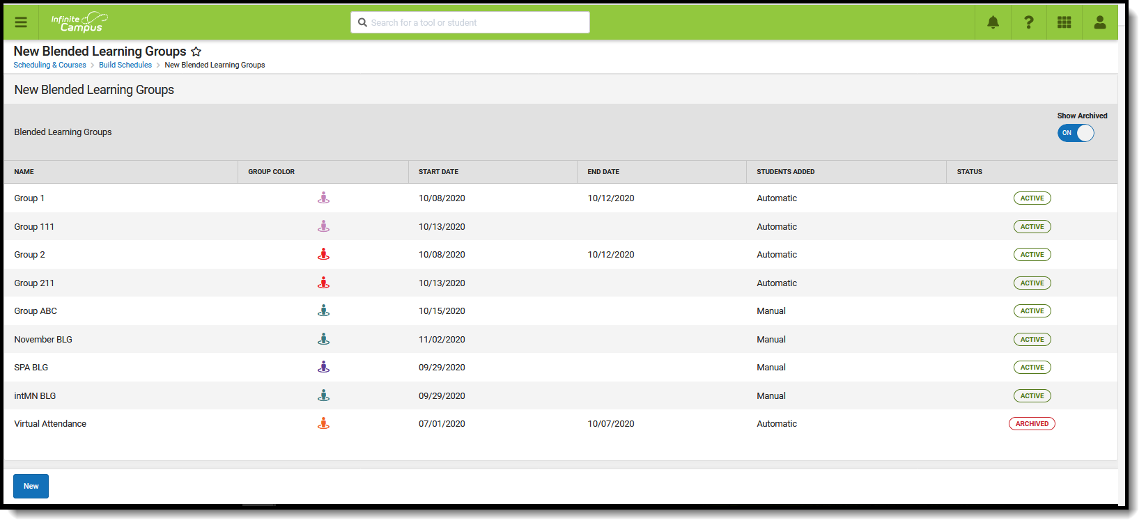 screenshot of the new blended groups tool.