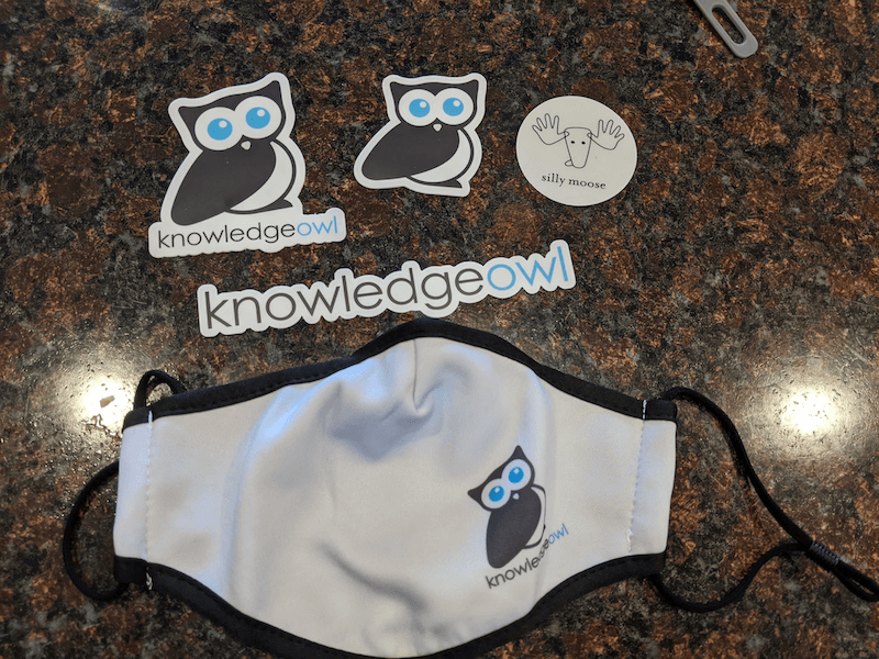 KnowledgeOwl Stay Safe Swag Campaign Masks and Stickers