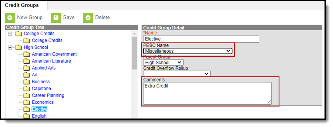 Screenshot of Credit Group.