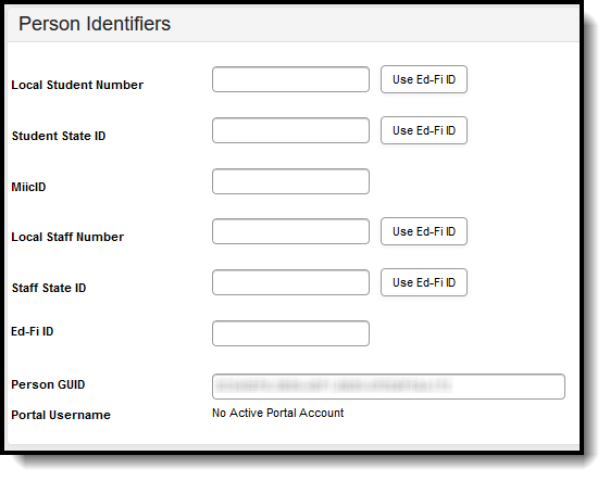 Screenshot of Person Identifiers editor.