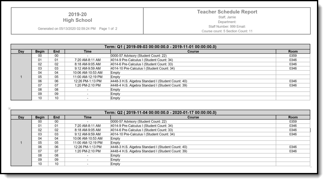 Screenshot of DOCX Teacher Schedule.