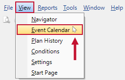 View Event Calendar Menu option