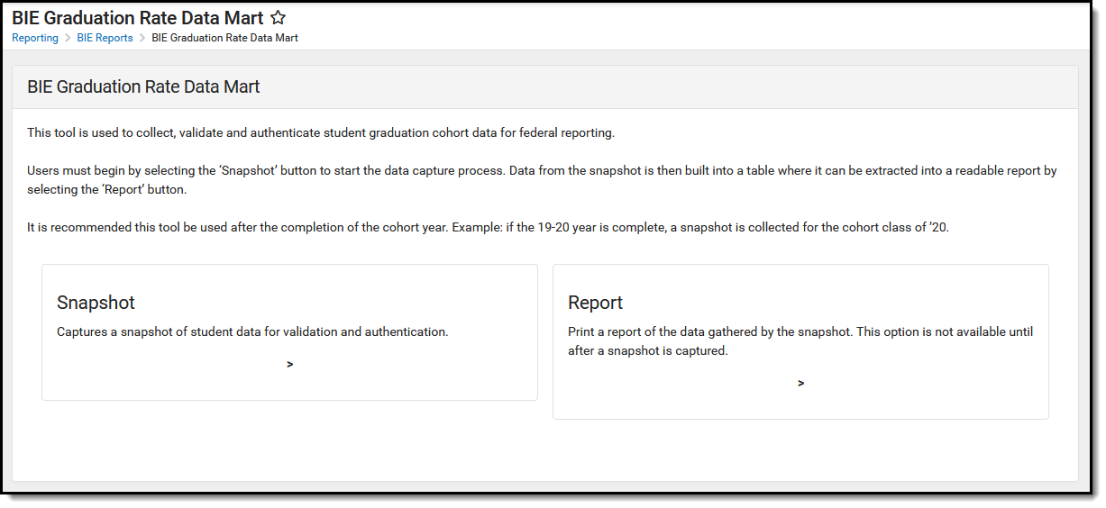 Screenshot of the Graduation Rate Data Mart tool.