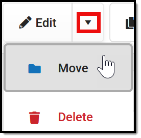 Screenshot highlighting the move option available in the Edit split button in a piece of curriculum.