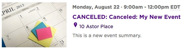 Cancelled Event Canceled