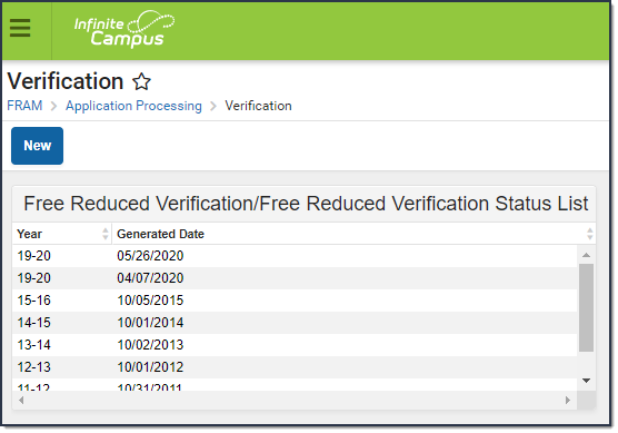 Screenshot of the FRAM Verification tool.