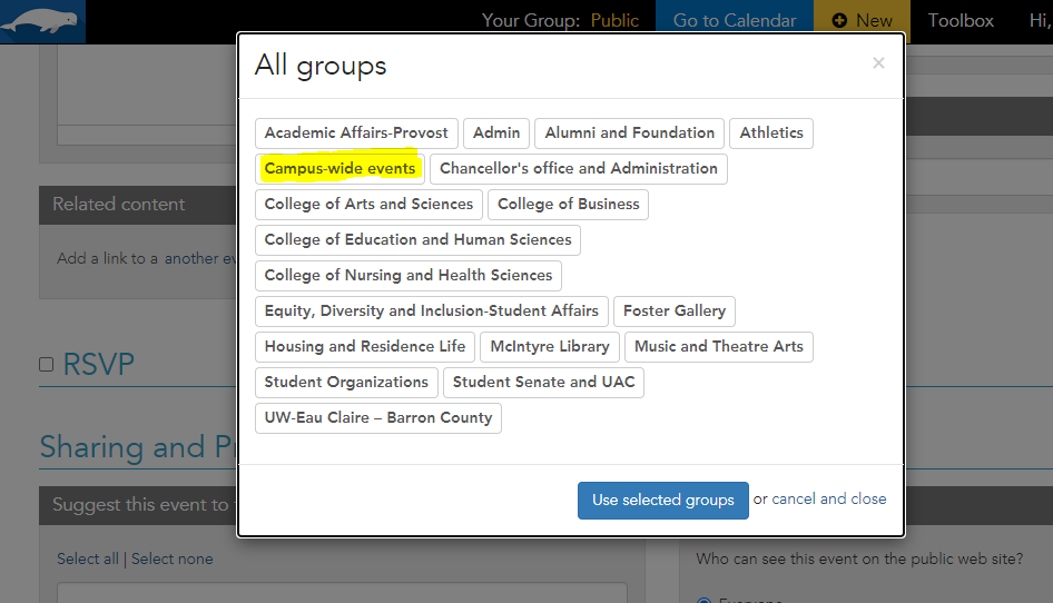 Groups Screen