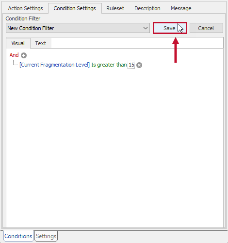 SQL Sentry Condition Settings Save filter