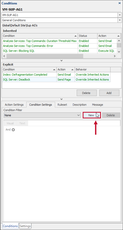 SQL Sentry Condition Settings New filter