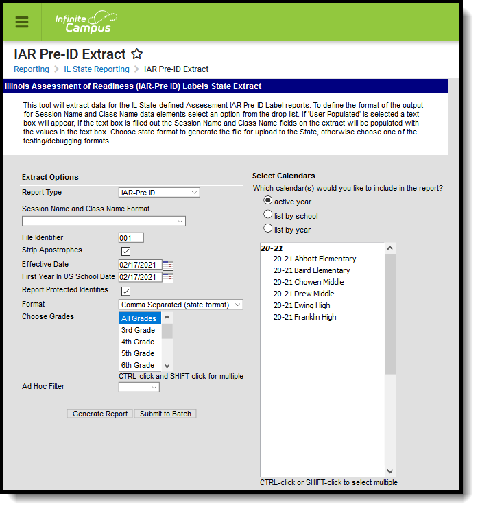 Screenshot of the IAR PreID Extract editor. 