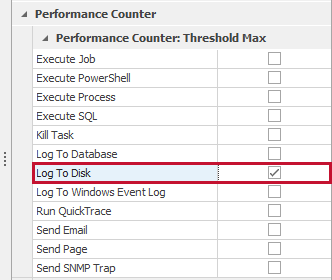 Log To Disk action