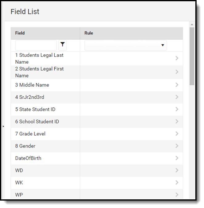 Screenshot of the Field and Rule editor.