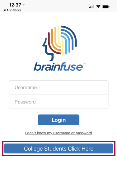 Identifies College Students Click Here button