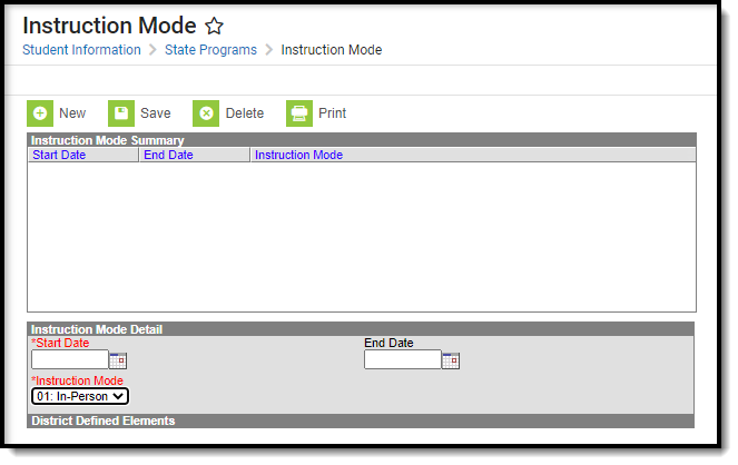 Screenshot of Instruction Mode.