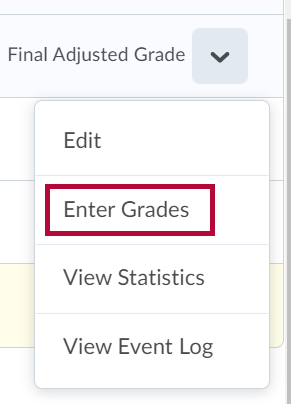 Identifies the Enter Grades link