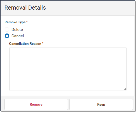 screenshot of the delete or cancel Remove Type