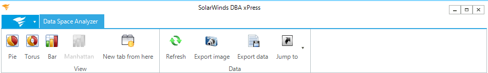 DBA xPress Data Space Analyzer Toolbar