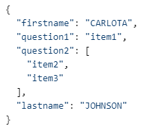 screenshot of the response JSON formatted code