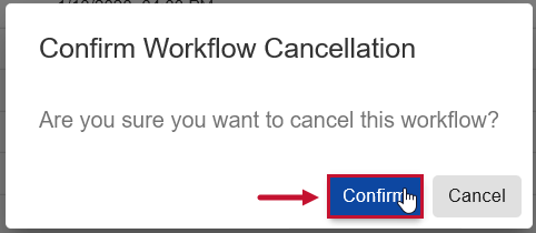Database Mapper Task History Confirm Workflow Cancellation window