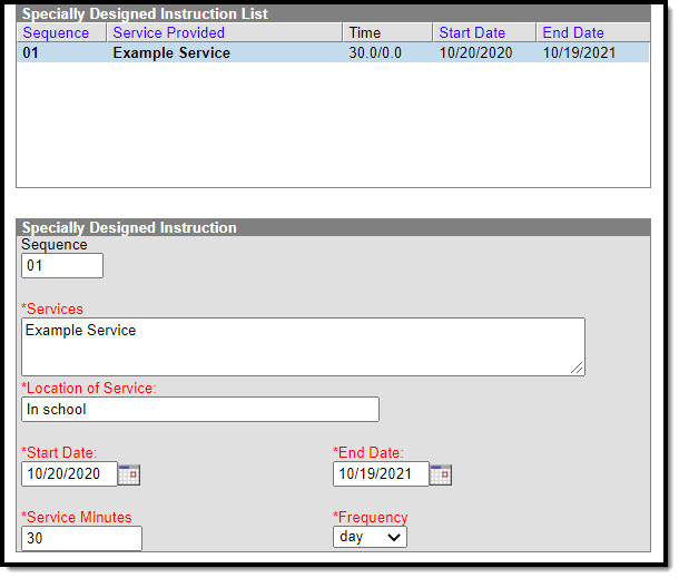 Image of the Specially Designed Instruction editor.