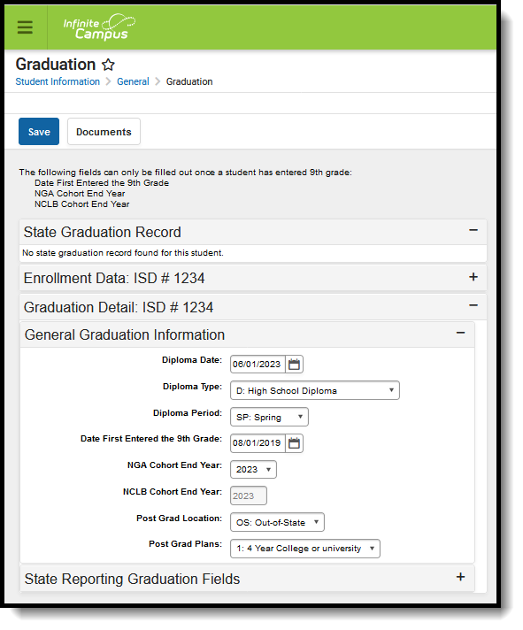 Screenshot of Kansas Graduation Editor.