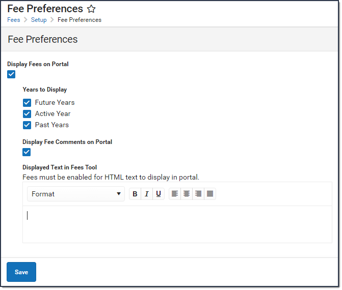 Example of Fee Preferences
