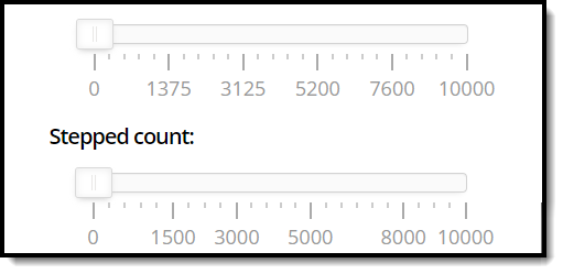 example of a stepped count slider question within a survey