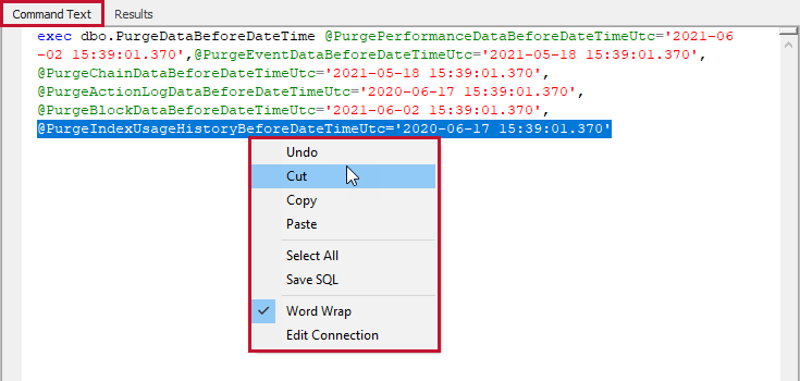 SQL Sentry Plan Explorer Command Text tab context menu options