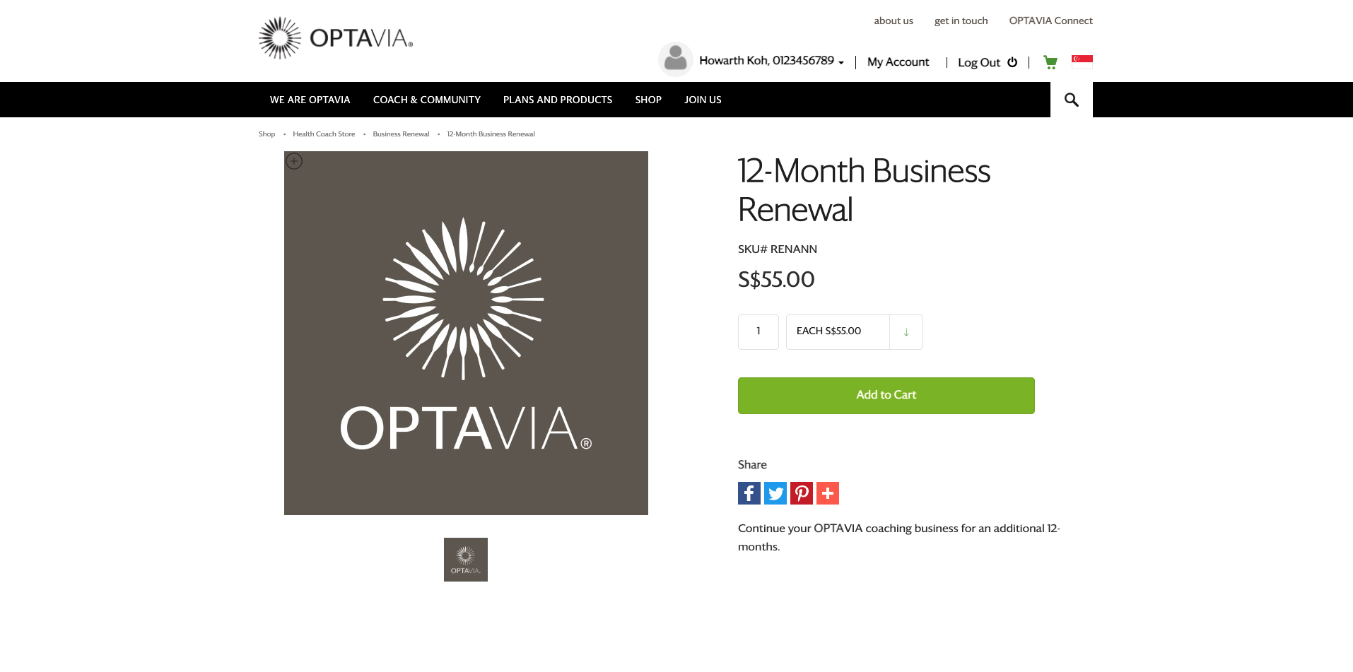 12-Month Business Renewal that needs to be added to cart.