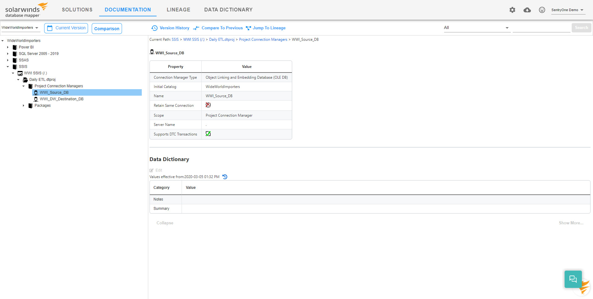 Database Mapper SSIS Project Connection Managers Documentation example
