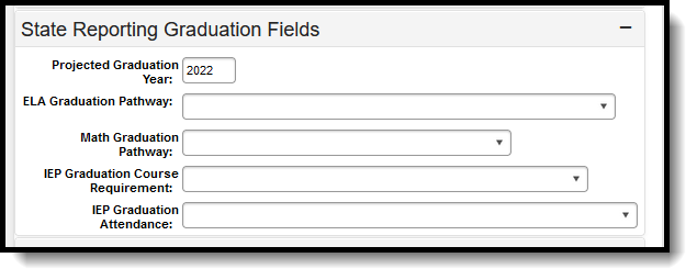 Image of the New Jersey State Reporting Graduation Fields.