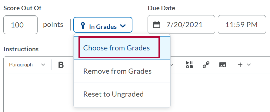 Identifies Choose from Grades