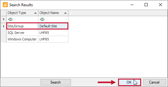 SQL Sentry Search Results window