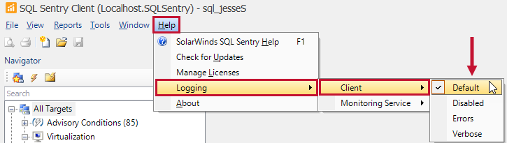 SQL Sentry Help Logging Client Settings 