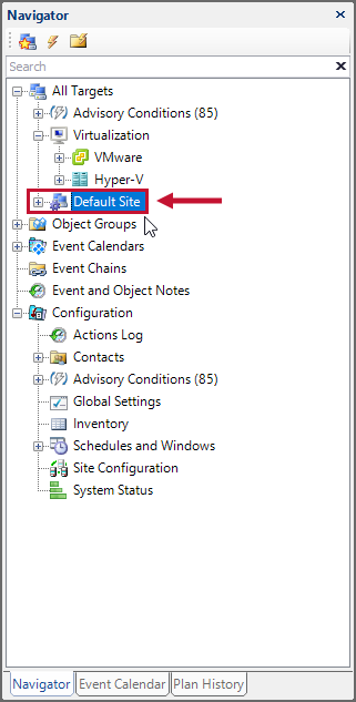 SQL Sentry Navigator Pane select desired node