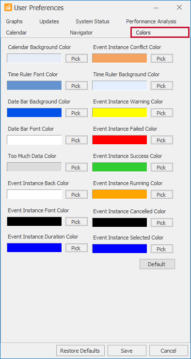 SQL Sentry User Preferences Colors